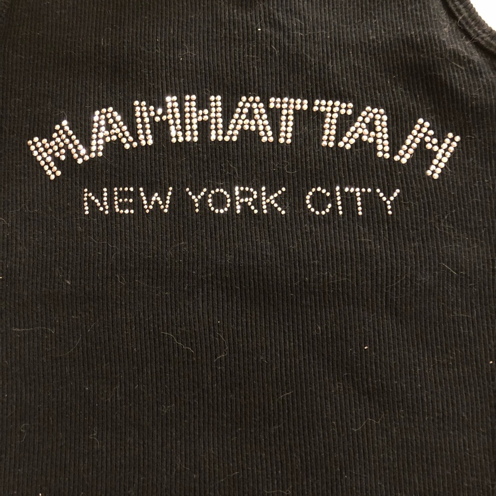 Black ribbed tank w/studs MANHATTAN NEW YORK CITY